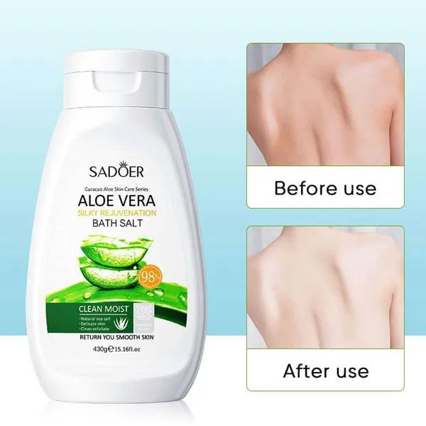 نمک بدن داخل حمام سادور مدل آلوئه ورا وزن 430 گرم | SADOER ALOE VERA BATH SALT 430 gr