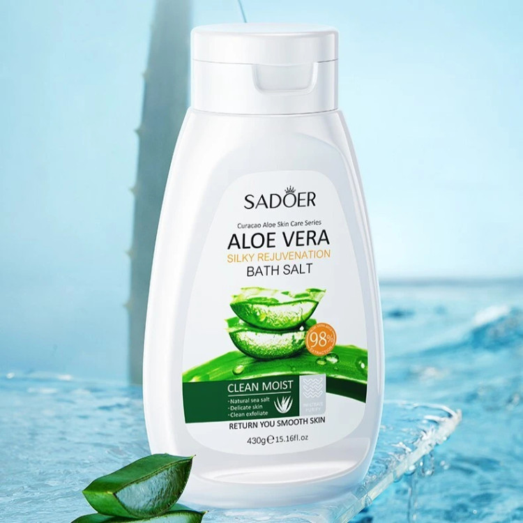 نمک بدن داخل حمام سادور مدل آلوئه ورا وزن 430 گرم | SADOER ALOE VERA BATH SALT 430 gr