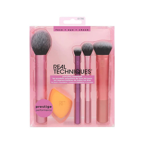 ست براش آرایشی ریل تکنیکس Real Techniques مدل everyday essentials set به همراه پد آرایشی مجموعه ۵ عددی