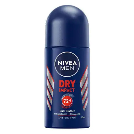 مام رول ضد تعریق 72 ساعته مردانه NIVEA نیوآ مدل DRY IMPACT حجم 50میلی لیتر (دو لیبل-اصل آلمان )