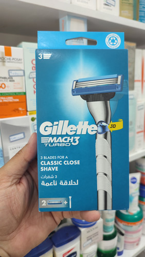 خود تراش سه تیغ مچ تری توربو ژیلت اورجینال Gillette Mach3 Turbo به همراه ۲ عدد تیغ یدک