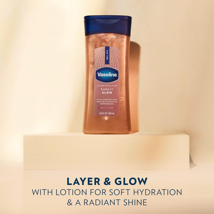 روغن ژل بدن شاین دار (شیمر) وازلین اورجینال مدل SUNLIT GLOW حجم 200 میلی لیتر