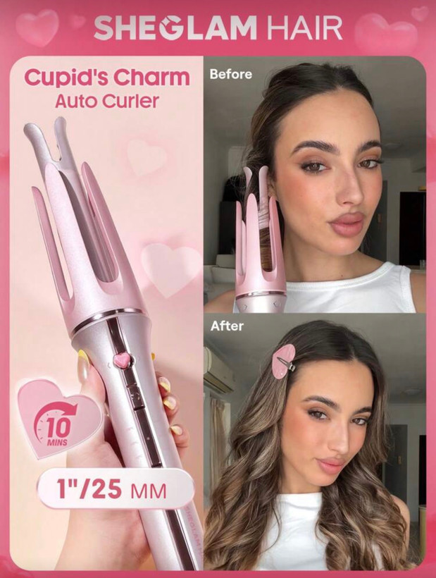 دستگاه فرکننده مو رنگ صورتی کرلی شیگلم Sheglam اورجینال سایز 25 میلی متر