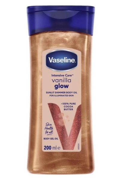 روغن ژل بدن شاین دار (شیمر) وازلین اورجینال مدل vanilla glow حجم 200 میلی لیتر