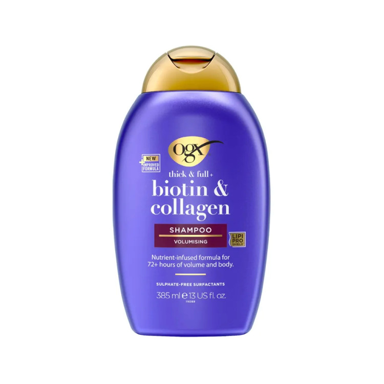 شامپو مو او جی ایکس مدل Biotin & Collagen حجم 385 میلی لیتر