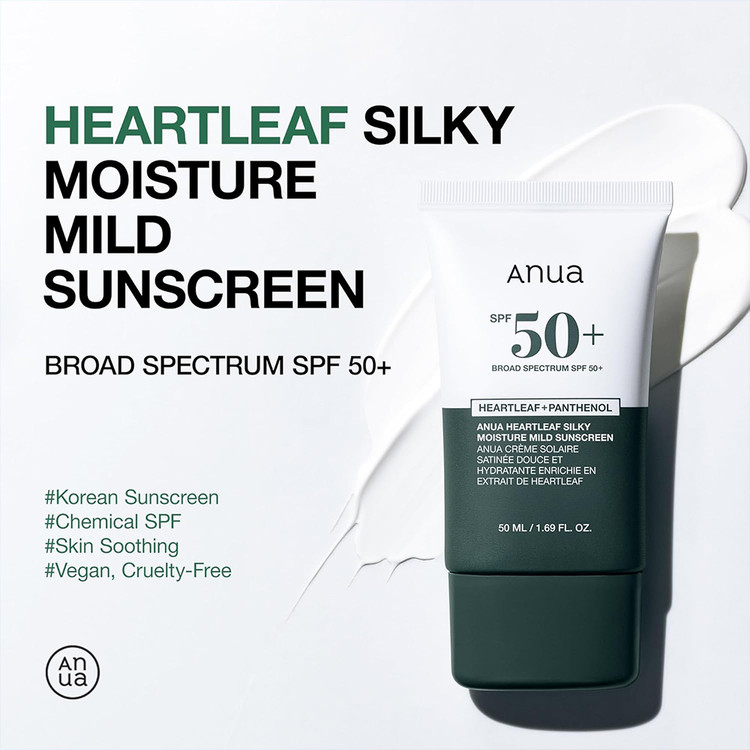 کرم ضد آفتاب مرطوب کننده و تسکین دهنده ++++SPF50 PA آنوا Anua حجم ۵۰ میل
