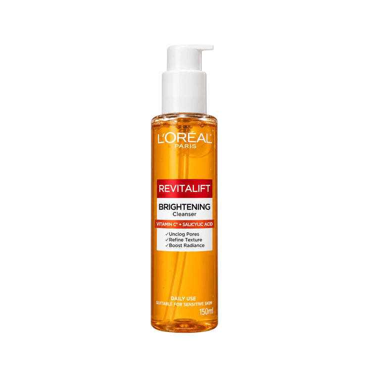ژل شستشوی ضد لک ، شفاف و روشن کننده پوست لورآل L'Oreal مدل رویتالیفت Revitalift حاوی ویتامین سی و سالسیلیک اسید حجم ۱۵۰ میل