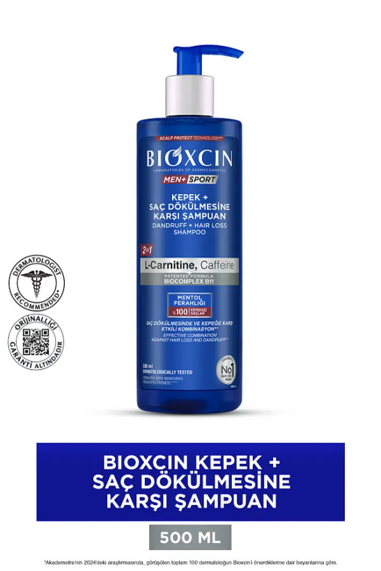 شامپو ضدشوره و ضدریزش کافئین بیوکسین BIOXCIN حجم ۵۰۰ میل